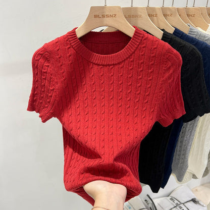 Short Sleeve Knit Sweater Top for Women - Eva