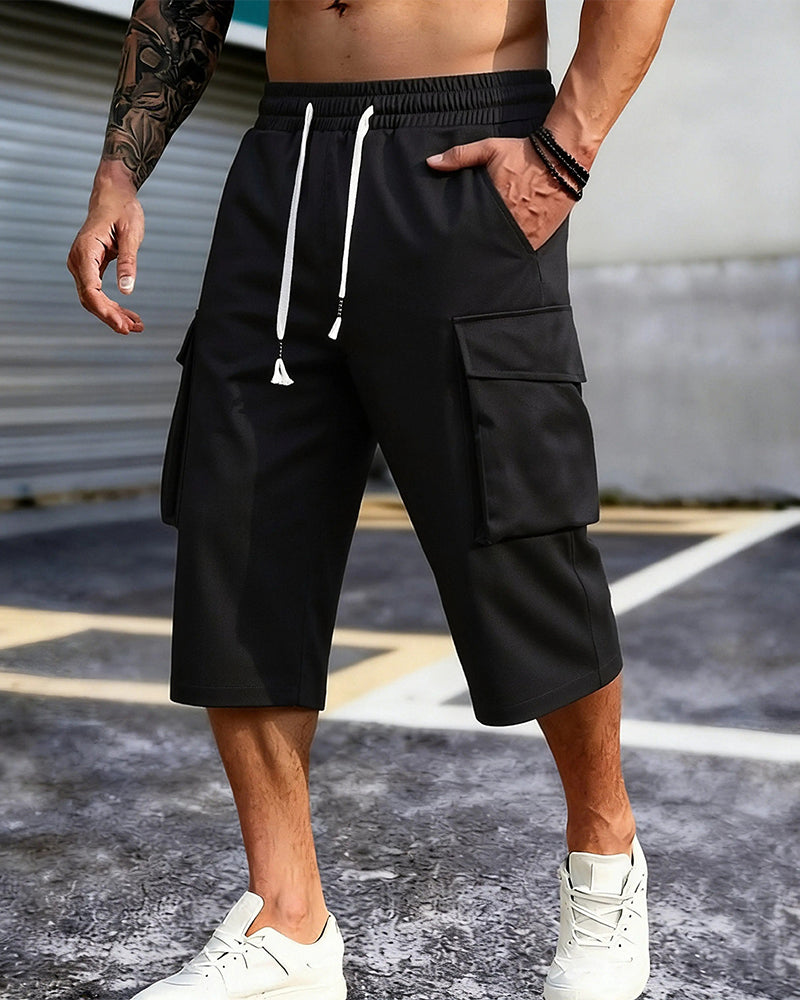 Hose Elastische Taille Kordelzug Tasche Herren