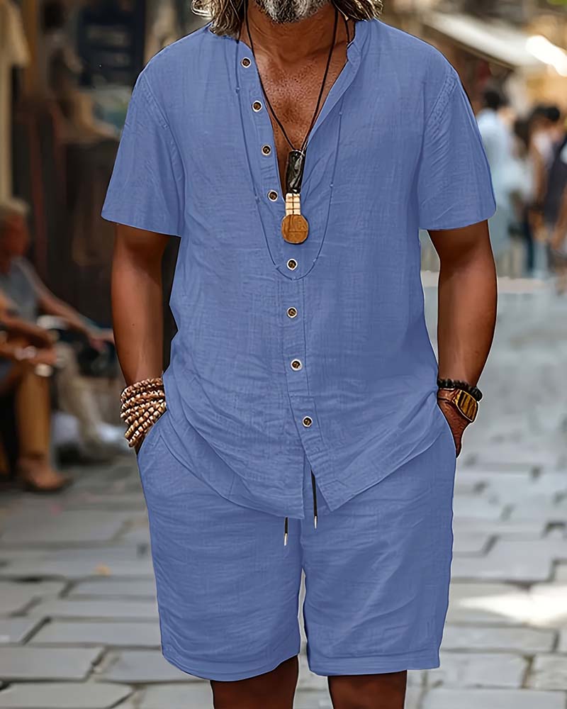 Herren Set Kurzarmhemd Und Shorts
