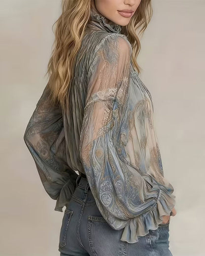 Bluse Boho-Stil Cashew-Blume Stilvoll