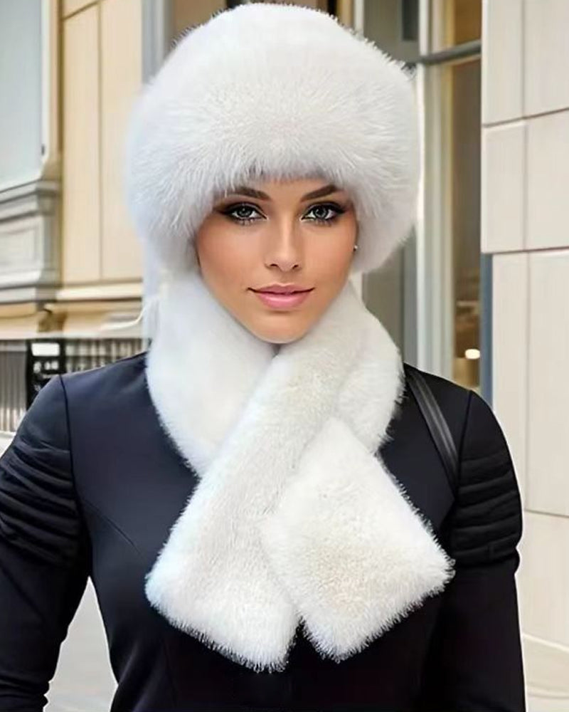 Flauschiger Fell-Bucket-Hut, Warmer Winterhut + Kostenloser Passender Schal