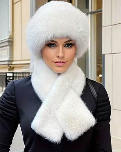 Flauschiger Fell-Bucket-Hut, Warmer Winterhut + Kostenloser Passender Schal
