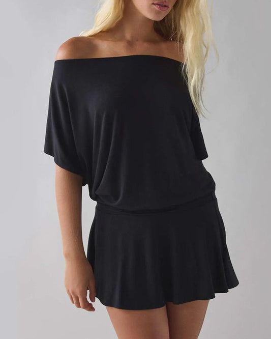 Kleid Off-Shoulder Locker Fledermaus