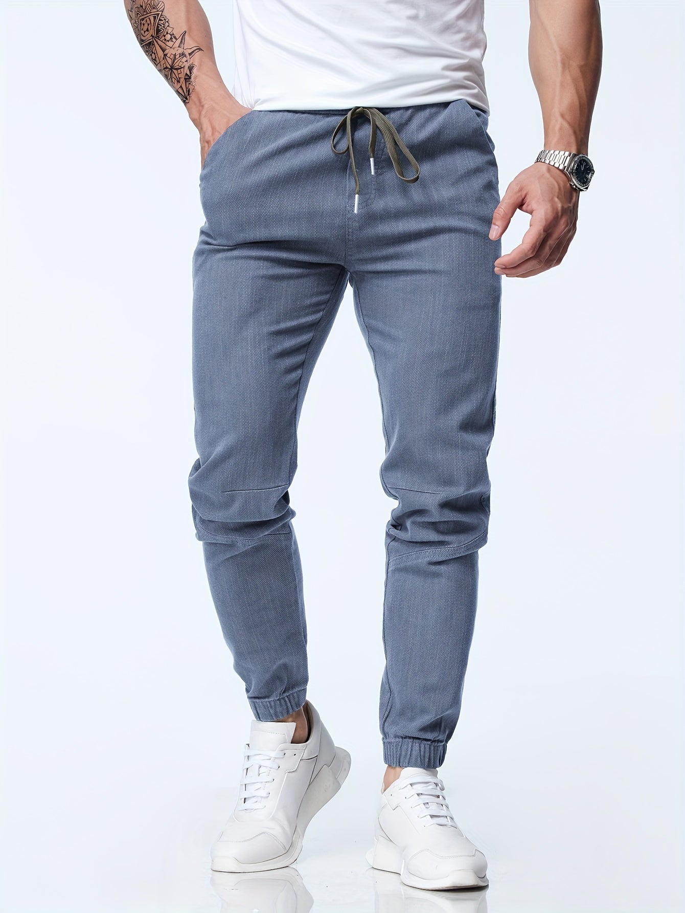 Grey Drawstring Jogger Jeans - Elias