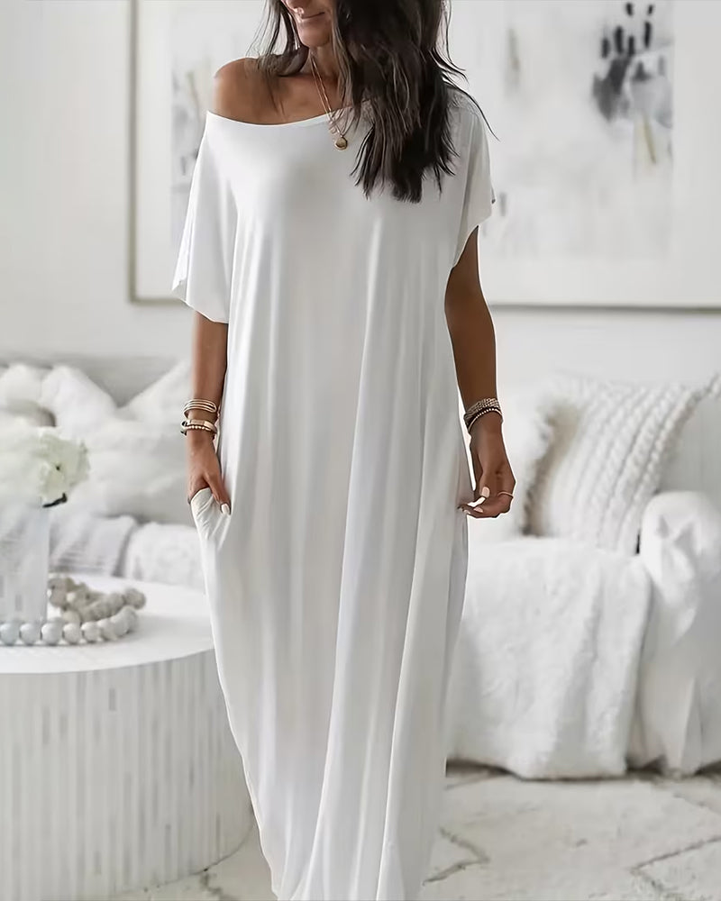 Kleid Unifarben Lang Casual