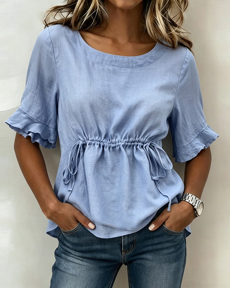 Bluse Rüschen Bindegürtel