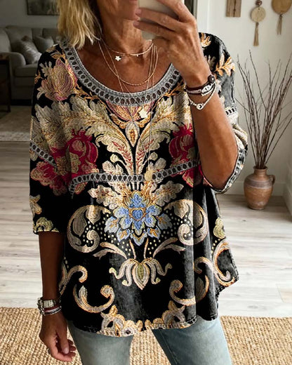 Bluse Bohemian durchbrochen bedruckt