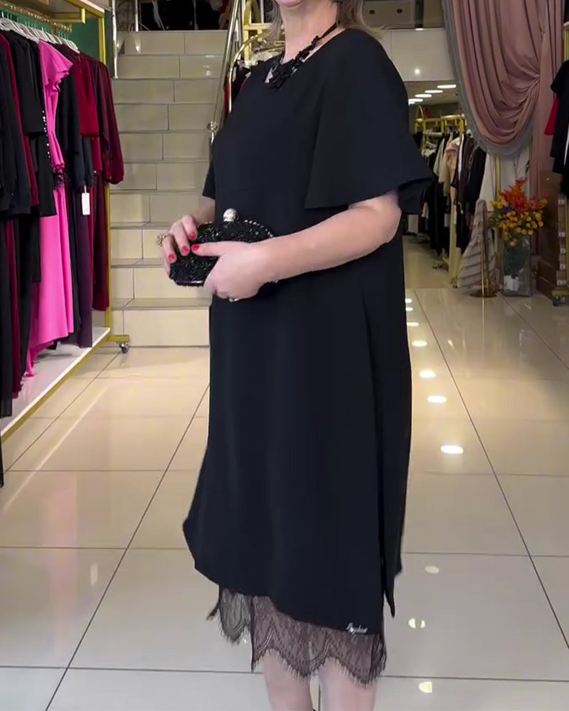 Kleid Spitze Bahnen Plus Size Schlitz