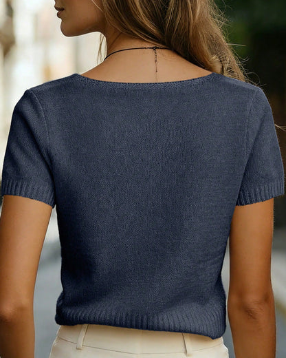 Pullover Argyle Kurzarm V-Ausschnitt