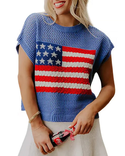 Pullover Flaggenmuster Rundhals