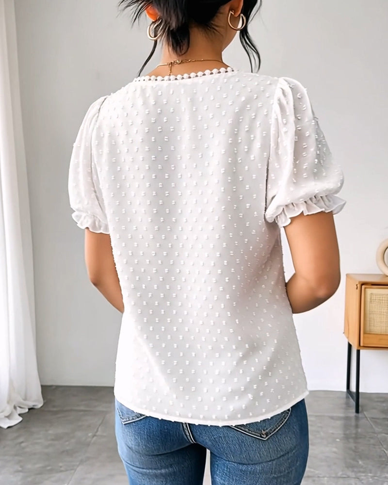 Bluse V-Ausschnitt Puffärmel