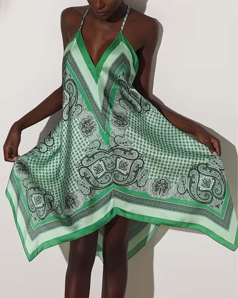 Kleid Unregelmäßig Drapiert Druck