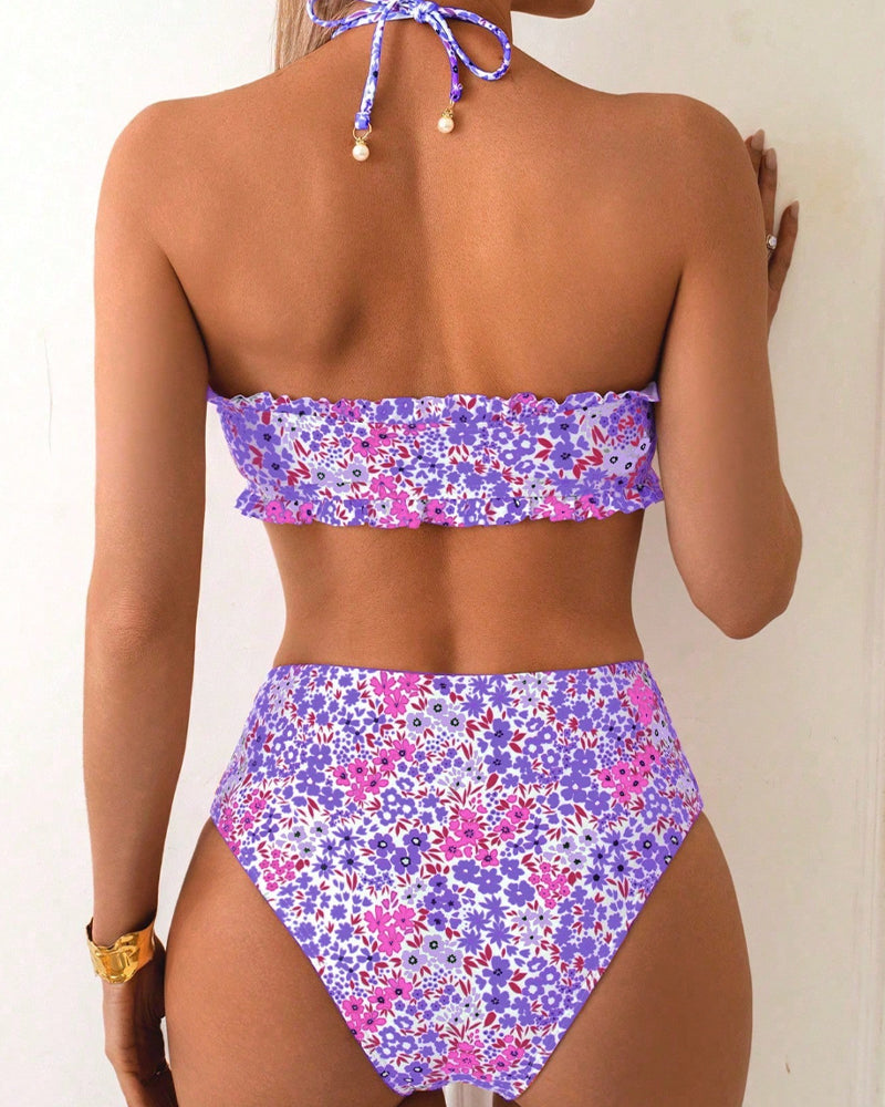 Bikini Frischer Blumenprint Trägerlos