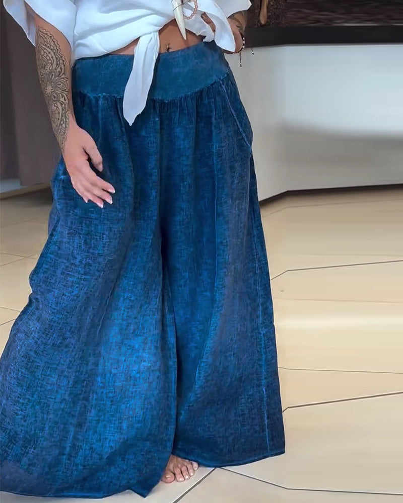 Hose Retro Hohe Taille Weites Bein