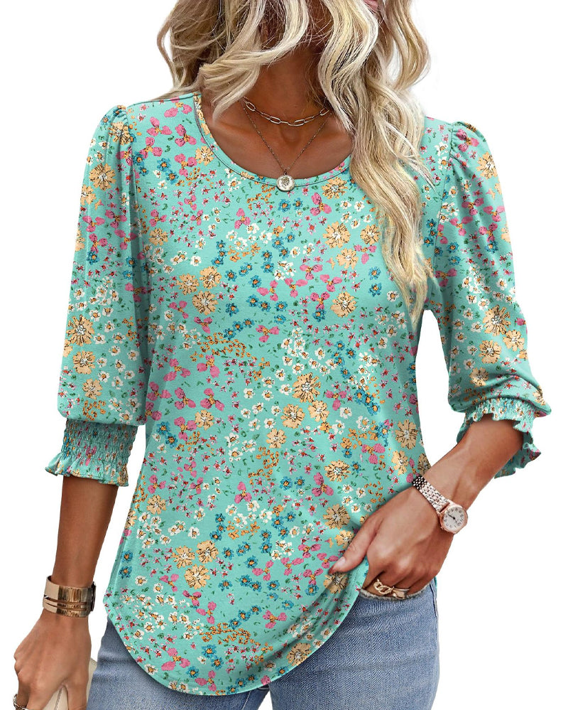 Bluse Puffärmel Bedruckt