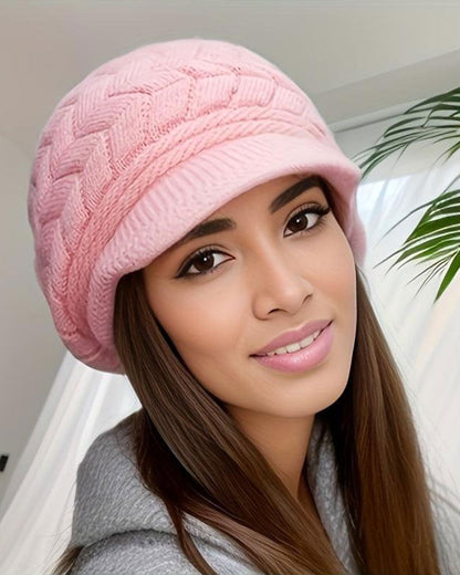 Damen Zopfstrick Winter Slouchy Beanie Mütze Weich Warm Dehnbar