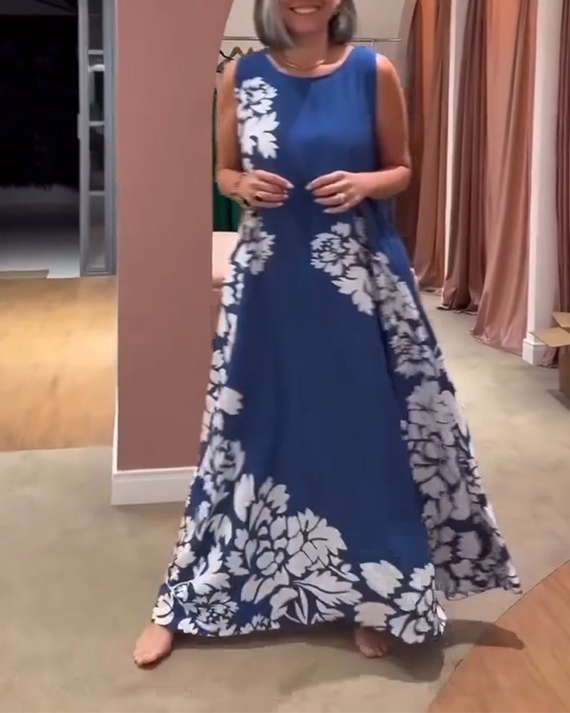 Kleid ärmellos positionierter Druck Maxi