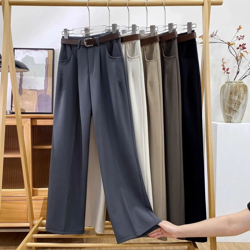 High Waisted Pleated Trousers for Women - Rossana