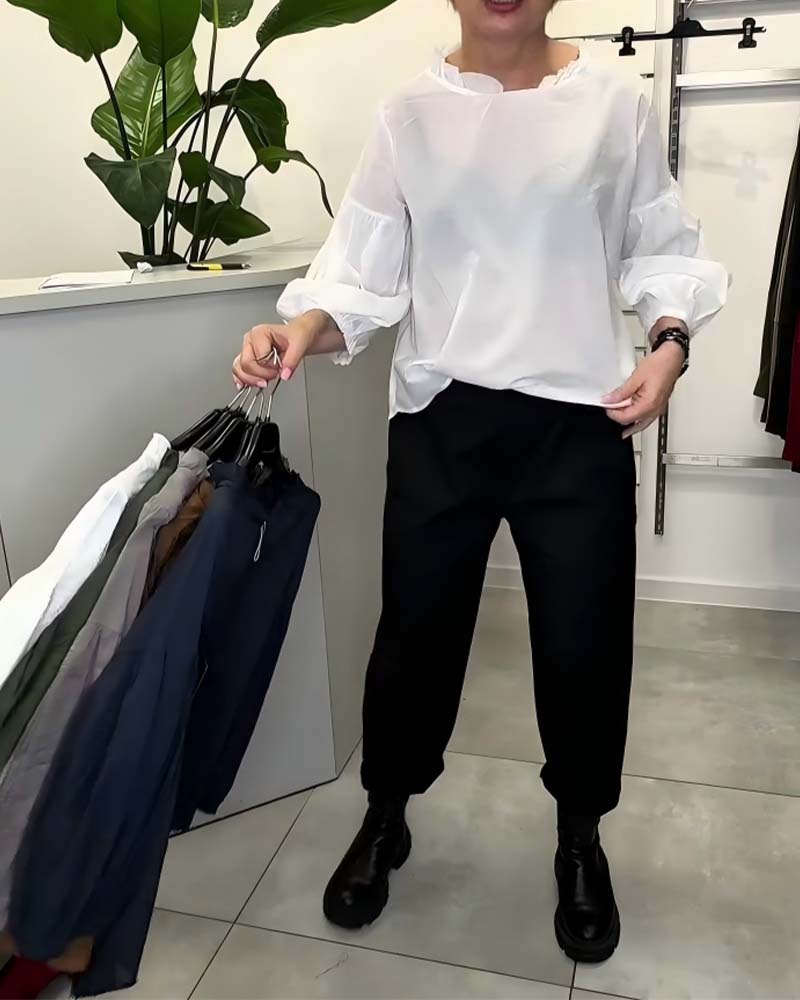 Bluse Laternenärmel Pilz Spitze