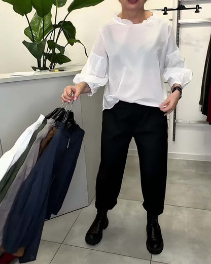 Bluse Laternenärmel Pilz Spitze