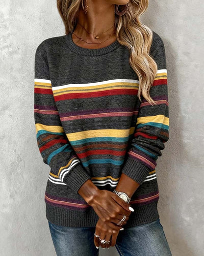 Crewneck-Sweatshirt mit Regenbogenstreifen