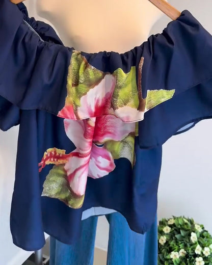 Bluse Blumenmuster Off Shoulder