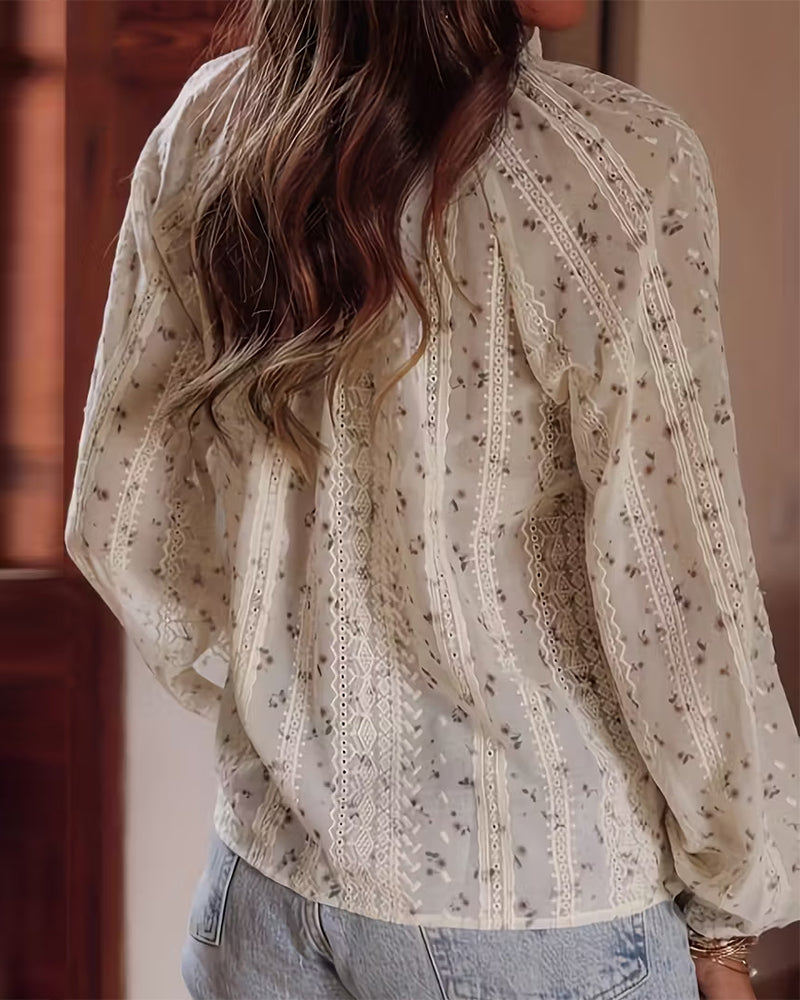 Bluse Blümchen Schnürung Elegant