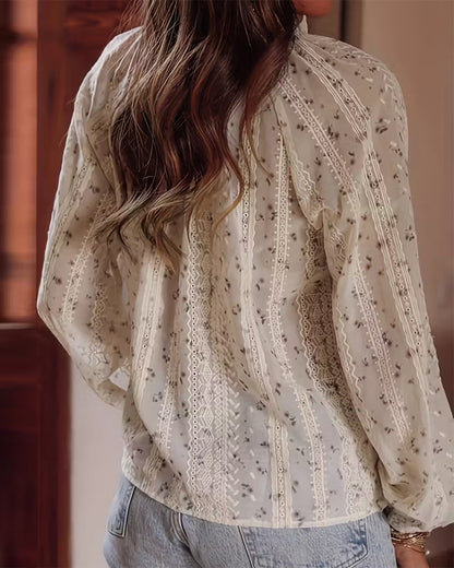 Bluse Blümchen Schnürung Elegant