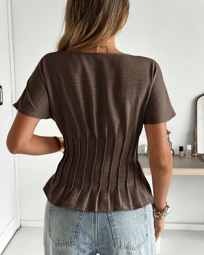 Bluse Plissiert Kurzarm