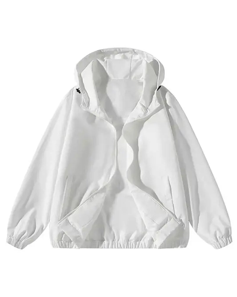 Mantel Einfarbig Entspannt Tasche Kapuzenpullover