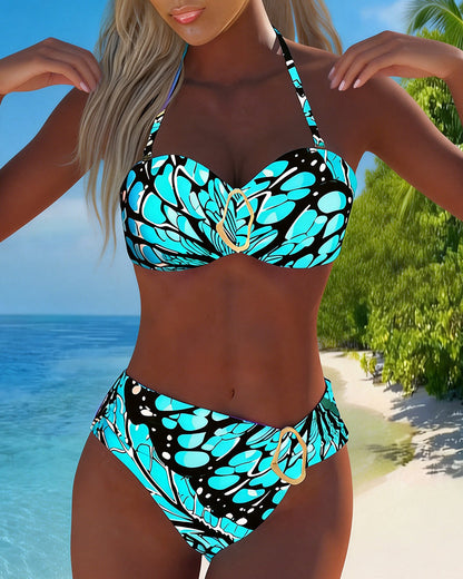 Bikini Abstrakt Blütenblatt Druck Trägerlos