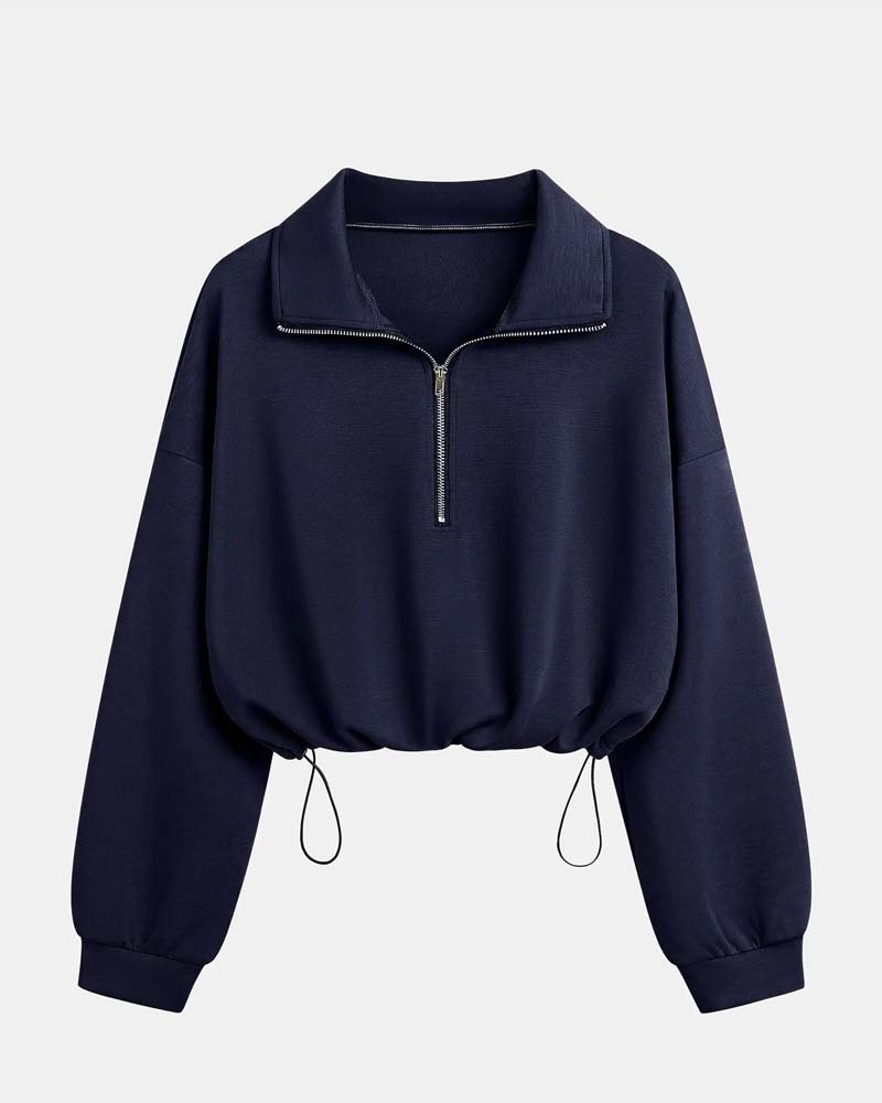 Sweatshirts Reißverschluss Taille Langarm