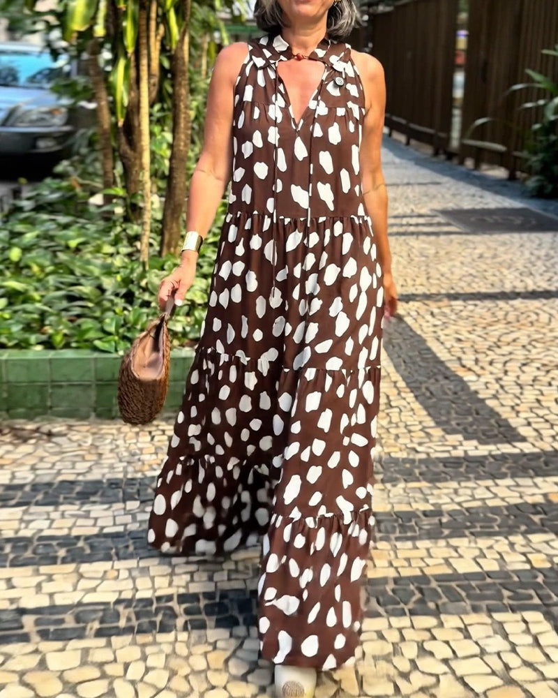 Kleid Urlaubsstil Ärmellos Print