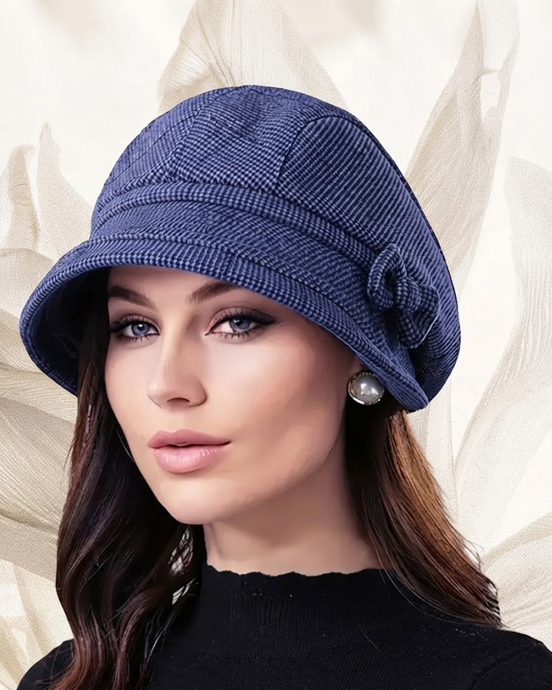 Damen Elegante Karomuster Schleife Dekor Baskenmütze