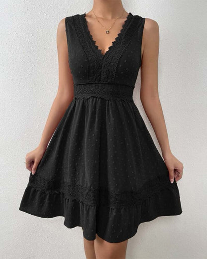 Kleid einfarbig Spitze rückenfrei