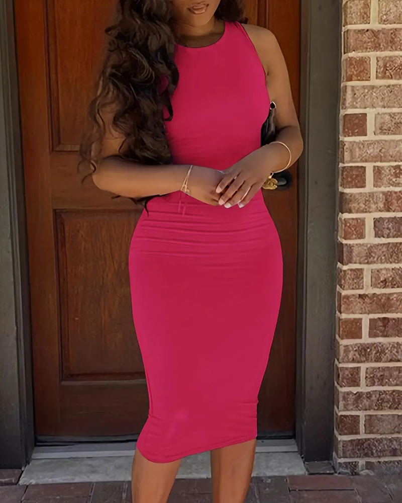 Kleid Einfarbig Ärmellos Mode Bodycon