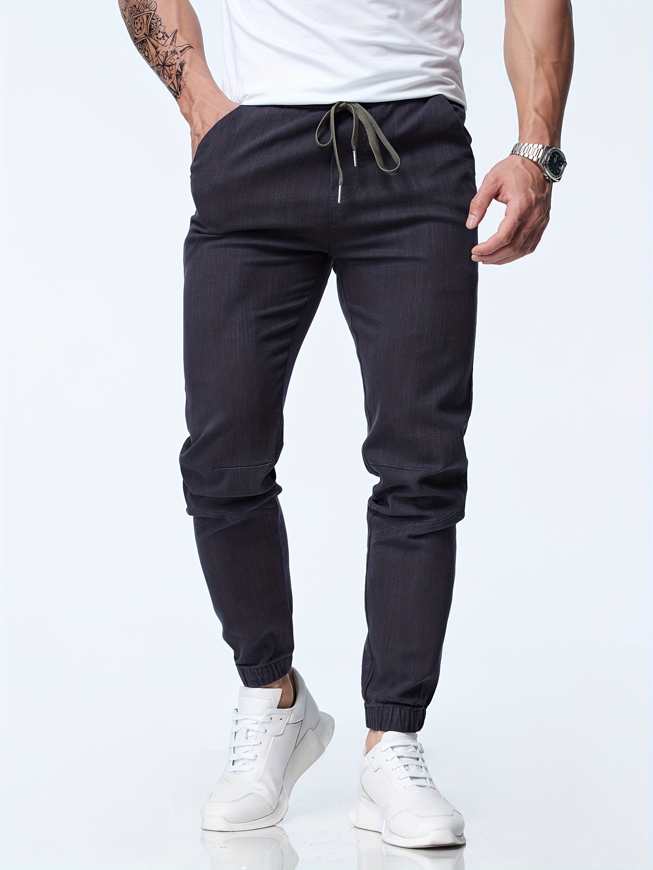 Grey Drawstring Jogger Jeans - Elias