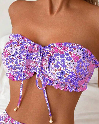 Bikini Frischer Blumenprint Trägerlos