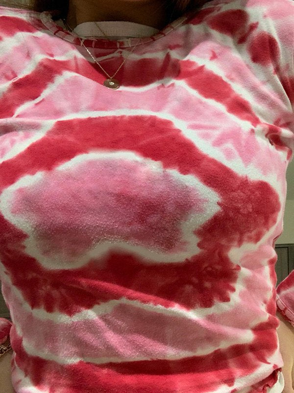 Y2k Tie Dye Langarm Crop Top