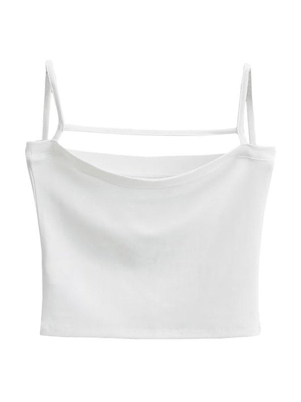 Unifarbenes Y2k Cami Top mit Auslassungen im Crop Style