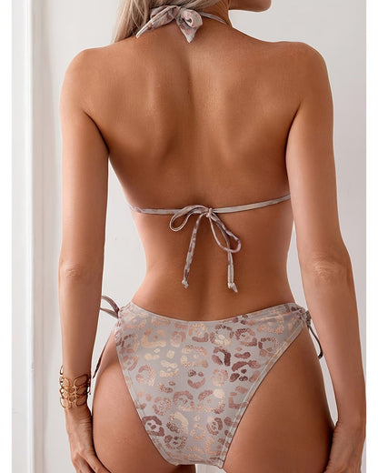 Bikini Resort Stil V-Ausschnitt Kordel