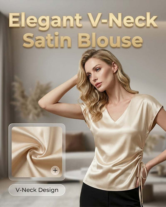 Tank Top V-Ausschnitt Kordelzug Satin