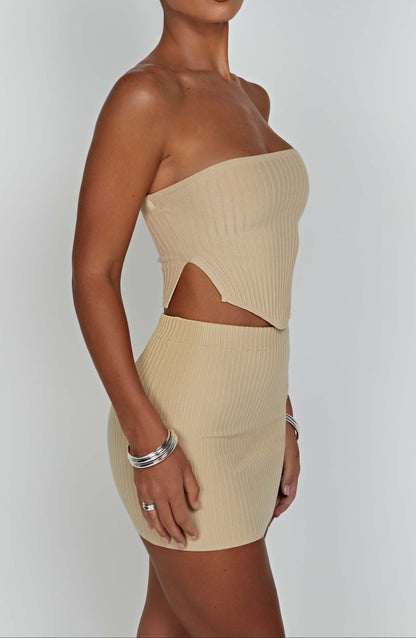 Sicily Mini Skirt – Beige