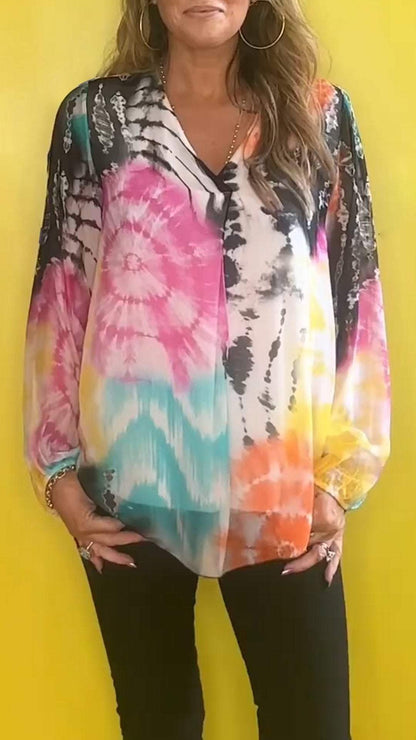 🔥SUMMER SALE 49% OFF🔥Casual V-neck Tie-dye Top