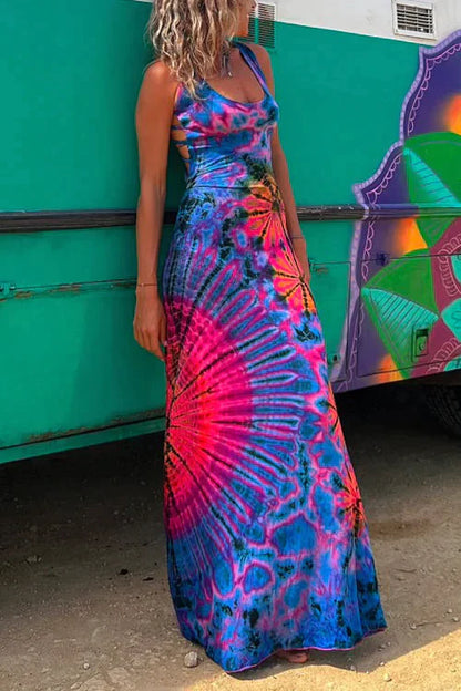 Layiah - Maxikleid mit Schnürung und Tie-Dye-Print