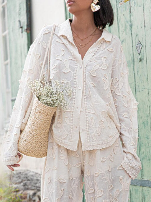 Cream set with embroidery - Florence