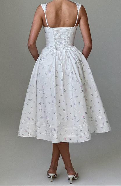 Romanadia Midikleid - Weißer Blumenmix Druck