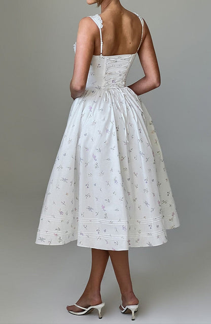 Romanadia Midikleid - Weißer Blumenmix Druck