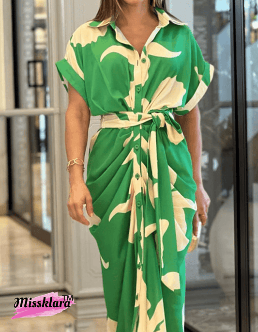 Missklara – Lässiges Hemdkleid mit Reverskragen und Taillendruck(kimono)