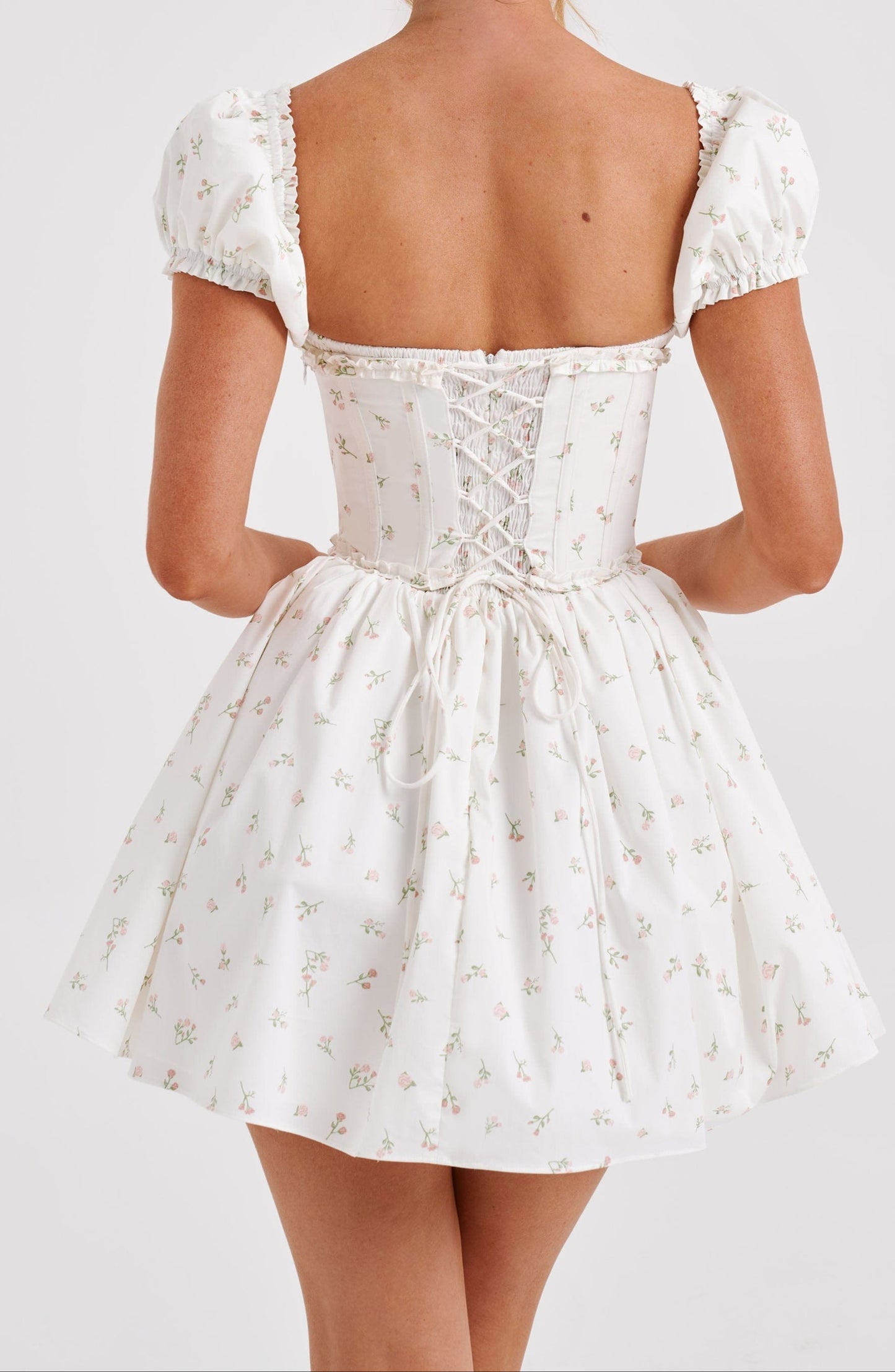 Clarice Minikleid – Rosa Blumendruck